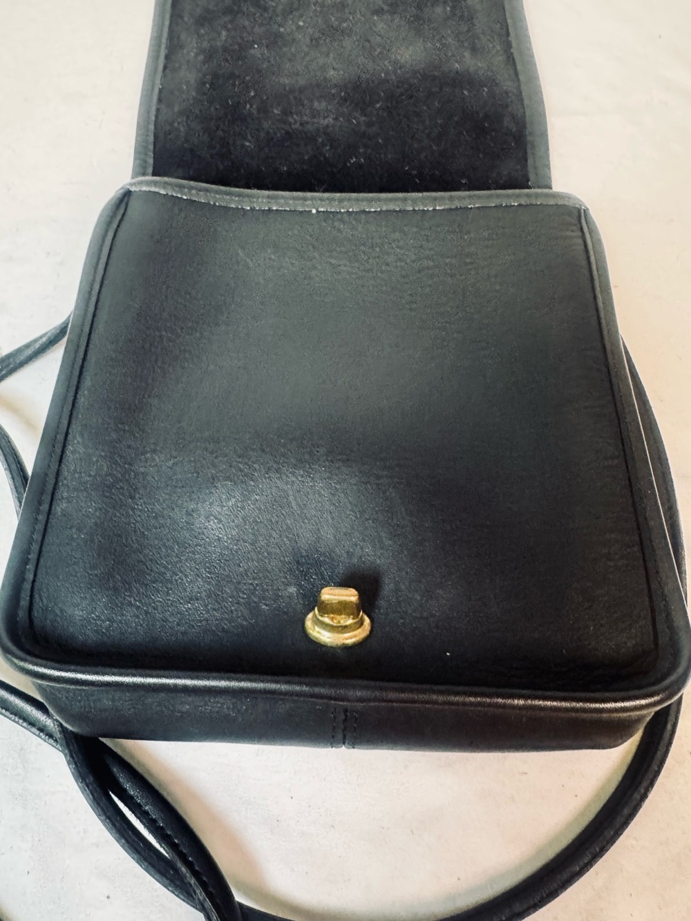 Vintage 1996 Coach 9620 Leather Compact Pouch /90s Black Crossbody Purse - Picture 6 of 9